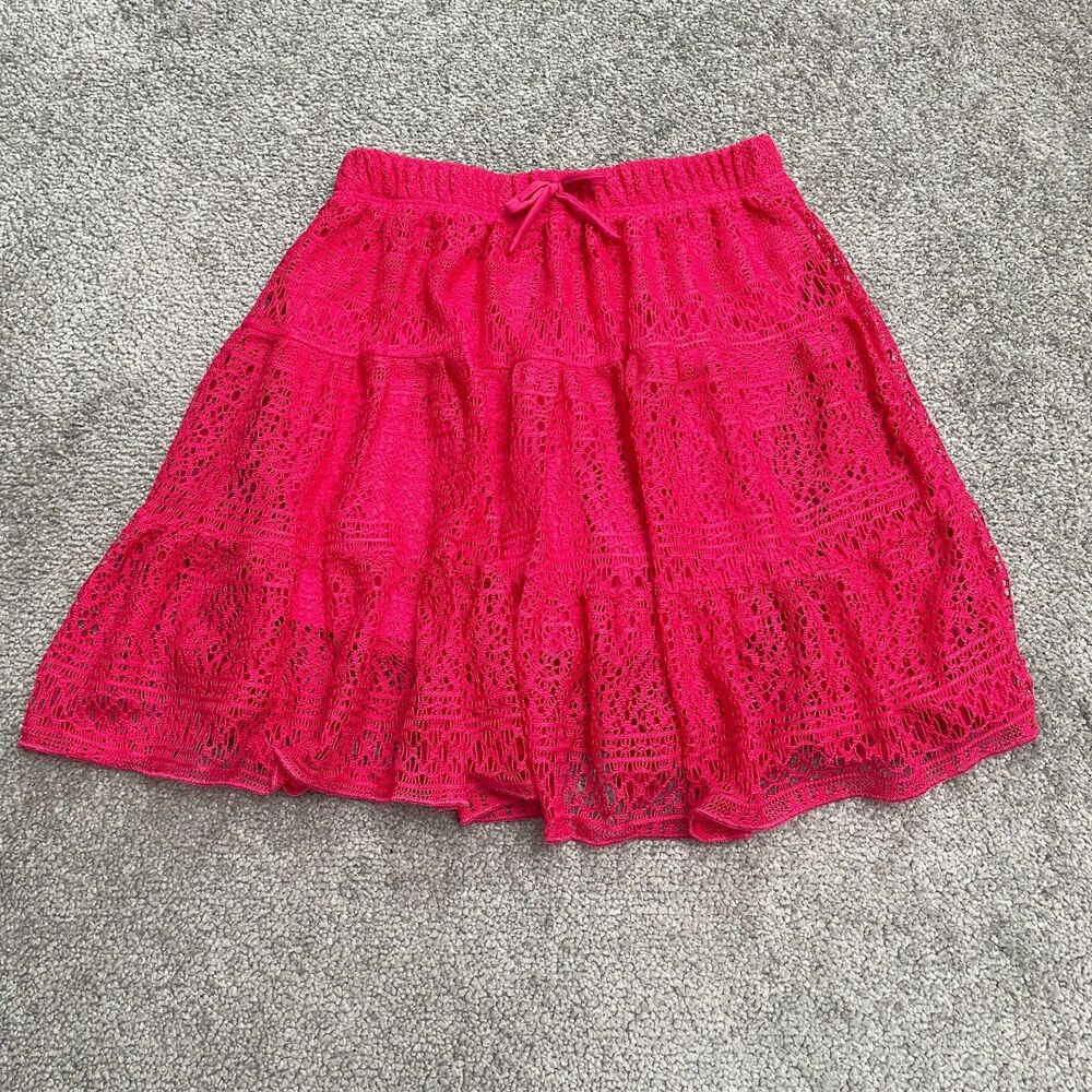 R n B Lace A-Line Skirt Skort Girls Kids Large 14 Pink Knee Length Casual School